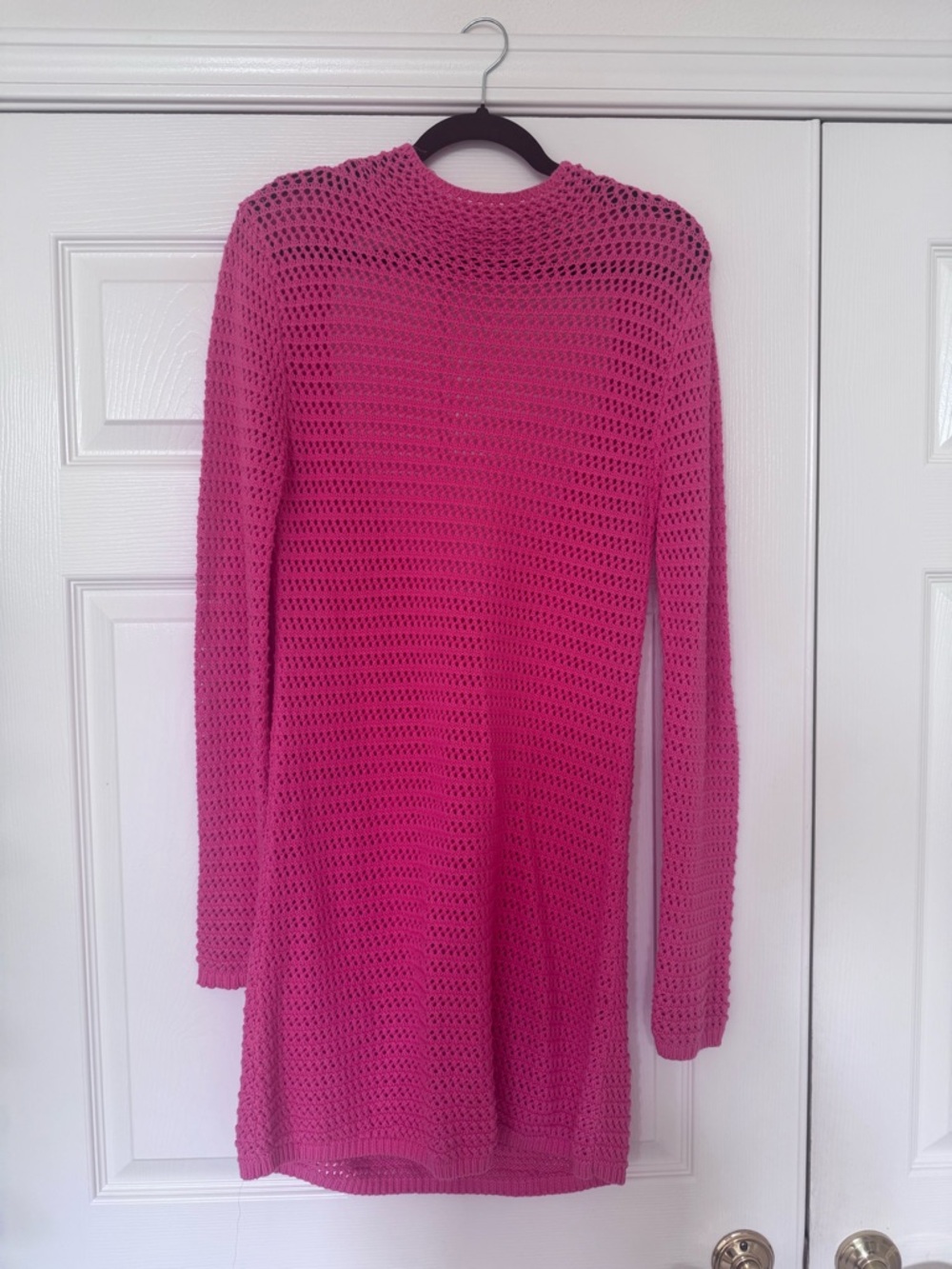 Free People Beach Pink Open-Back Knit Long Sleeve Coverup